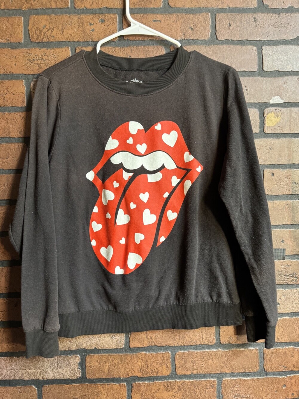 THE ROLLING STONES Official Women's Tongue Band Logo Sweatshirt Med